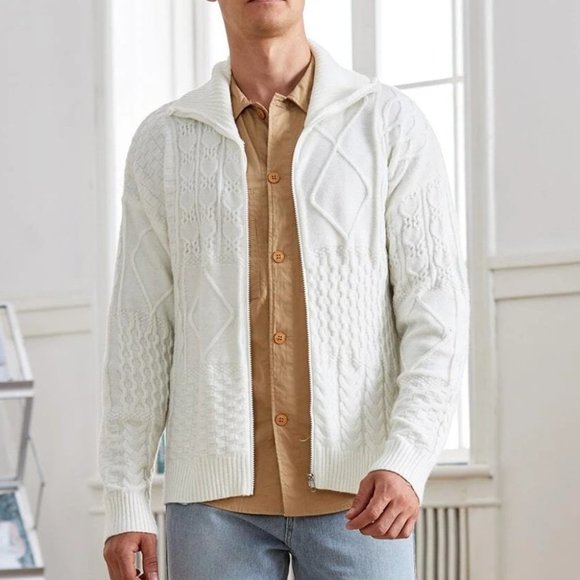 Other - Casual Cable Knit Men's Cardigan w/Turtle Neck & D